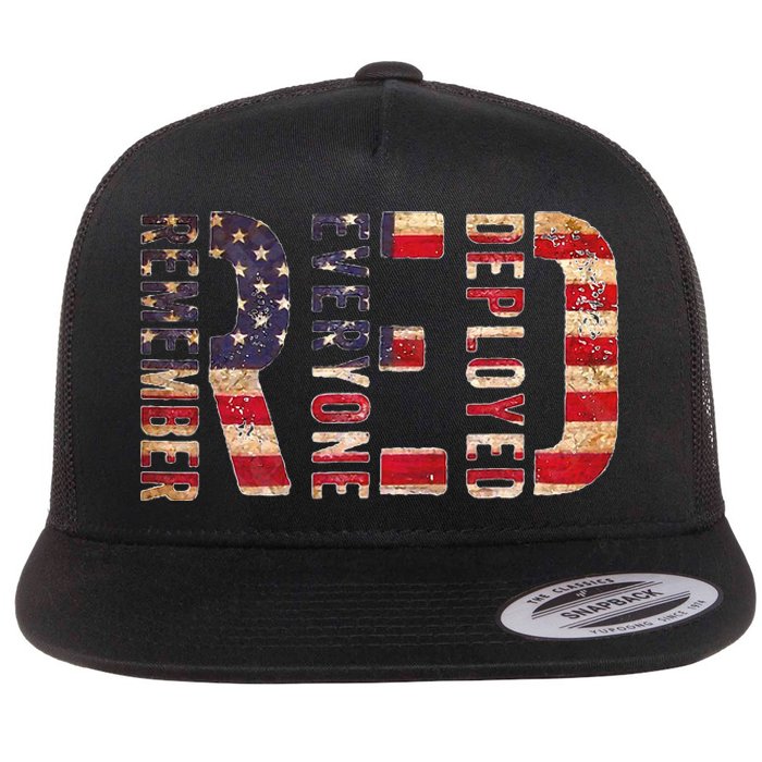 Red Fridays Remember Everyone Deployed American Flag Flat Bill Trucker Hat