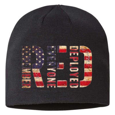 Red Fridays Remember Everyone Deployed American Flag Sustainable Beanie