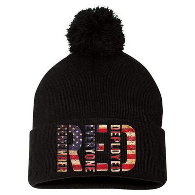 Red Fridays Remember Everyone Deployed American Flag Pom Pom 12in Knit Beanie