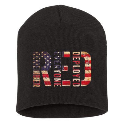 Red Fridays Remember Everyone Deployed American Flag Short Acrylic Beanie