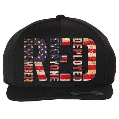 Red Fridays Remember Everyone Deployed American Flag Wool Snapback Cap