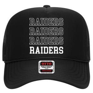 Raiders Fan High Crown Mesh Back Trucker Hat