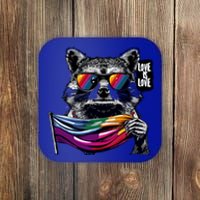 Retro Funny Raccoon Love Sunglasses Graphic Summer Gift Meaningful Gift Coaster