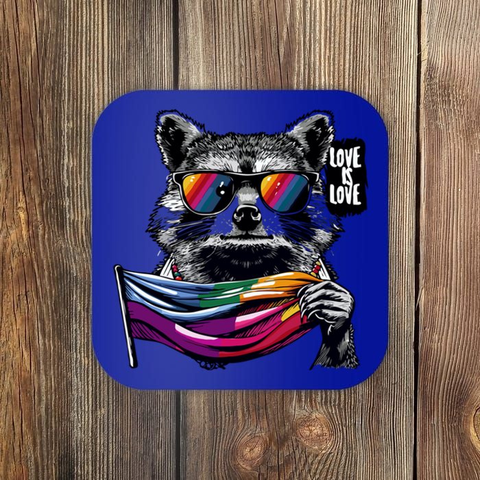 Retro Funny Raccoon Love Sunglasses Graphic Summer Gift Meaningful Gift Coaster