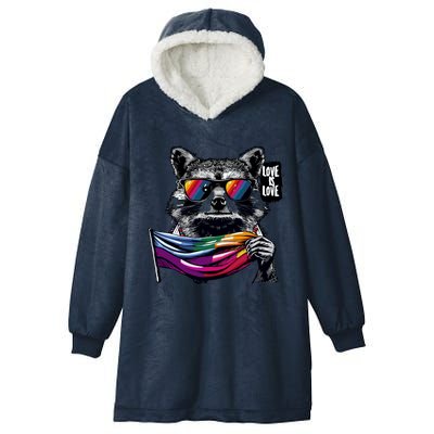 Retro Funny Raccoon Love Sunglasses Graphic Summer Gift Meaningful Gift Hooded Wearable Blanket