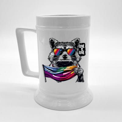 Retro Funny Raccoon Love Sunglasses Graphic Summer Gift Meaningful Gift Beer Stein