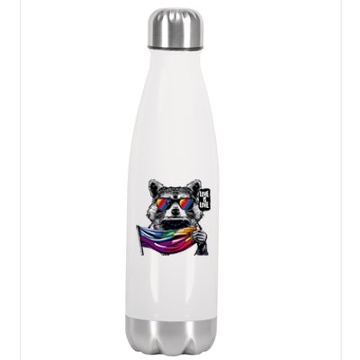 Retro Funny Raccoon Love Sunglasses Graphic Summer Gift Meaningful Gift Stainless Steel Insulated Water Bottle