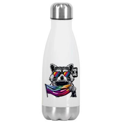 Retro Funny Raccoon Love Sunglasses Graphic Summer Gift Meaningful Gift Stainless Steel Insulated Water Bottle