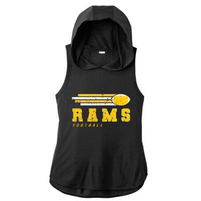 Rams Football Retro Vintage Stripes Gift Ladies PosiCharge Tri-Blend Wicking Draft Hoodie Tank