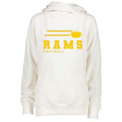 Rams Football Retro Vintage Stripes Gift Womens Funnel Neck Pullover Hood