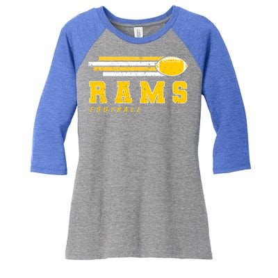 Rams Football Retro Vintage Stripes Gift Women's Tri-Blend 3/4-Sleeve Raglan Shirt