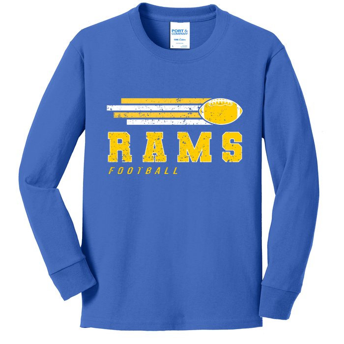 Rams Football Retro Vintage Stripes Gift Kids Long Sleeve Shirt