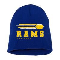 Rams Football Retro Vintage Stripes Gift Short Acrylic Beanie