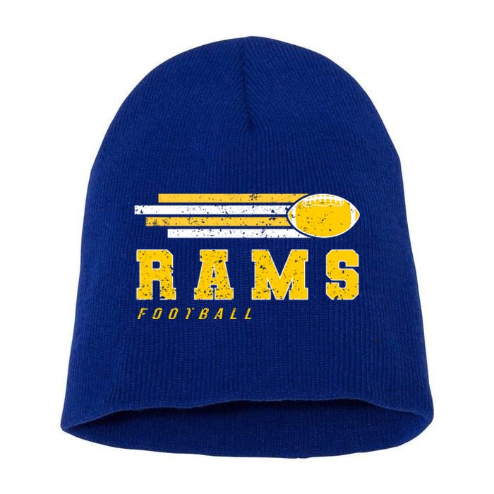 Rams Football Retro Vintage Stripes Gift Short Acrylic Beanie