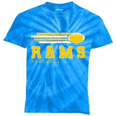 Rams Football Retro Vintage Stripes Gift Kids Tie-Dye T-Shirt