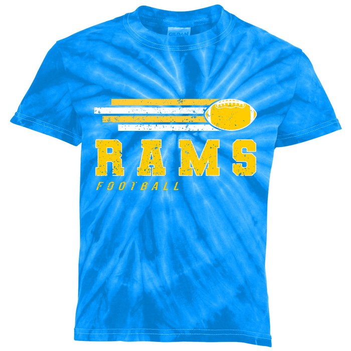 Rams Football Retro Vintage Stripes Gift Kids Tie-Dye T-Shirt