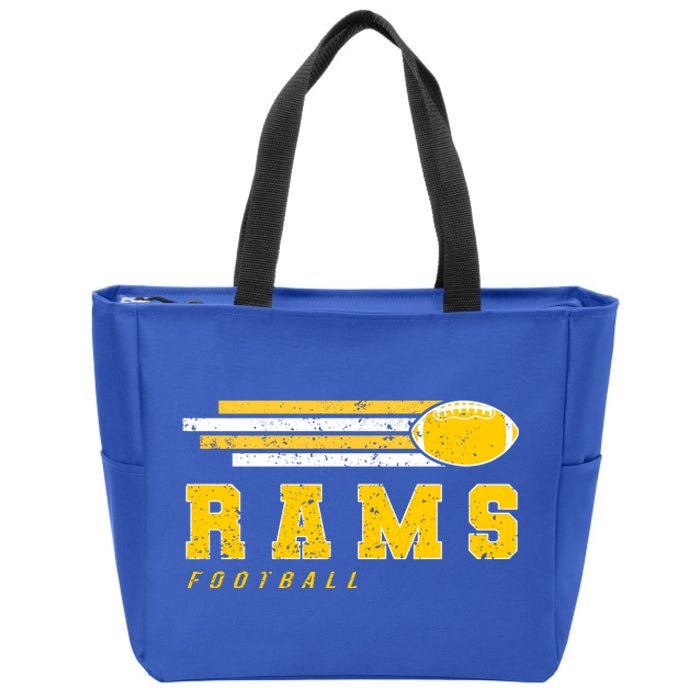 Rams Football Retro Vintage Stripes Gift Zip Tote Bag