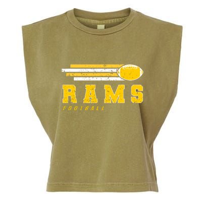 Rams Football Retro Vintage Stripes Gift Garment-Dyed Women's Muscle Tee