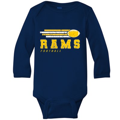 Rams Football Retro Vintage Stripes Gift Baby Long Sleeve Bodysuit