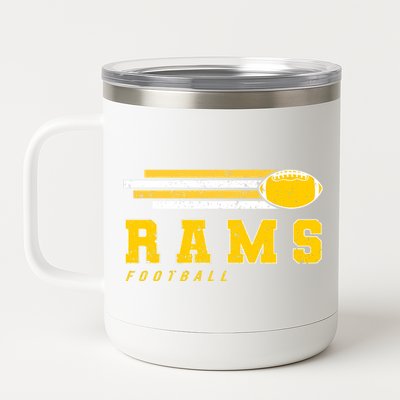 Rams Football Retro Vintage Stripes Gift 12 oz Stainless Steel Tumbler Cup