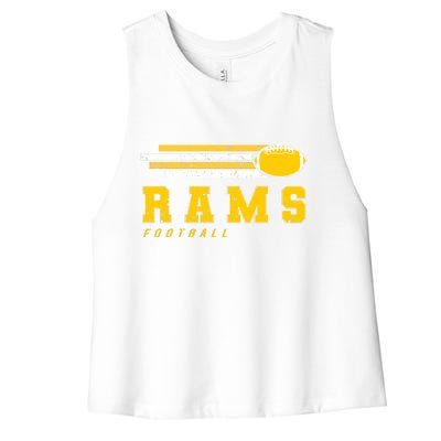 Rams Football Retro Vintage Stripes Gift Women's Racerback Cropped Tank