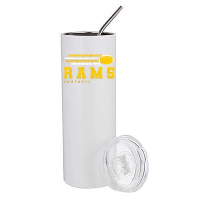 Rams Football Retro Vintage Stripes Gift Stainless Steel Tumbler