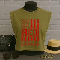 Red Friday Remember Everyone Deployed Hoodie Garment-Dyed Women's Muscle Tee
