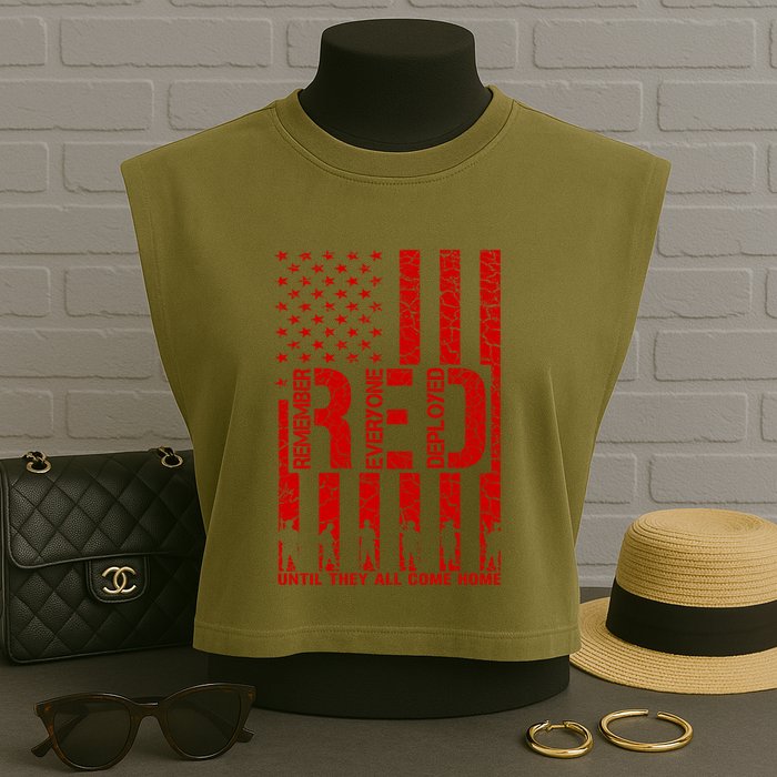 Red Friday Remember Everyone Deployed Hoodie Garment-Dyed Women's Muscle Tee