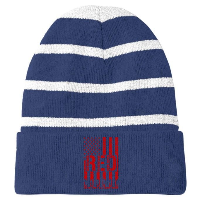 Red Friday Remember Everyone Deployed Hoodie Striped Beanie with Solid Band