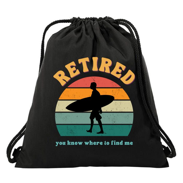 Retired Funny Retirement Beach Gift Drawstring Bag