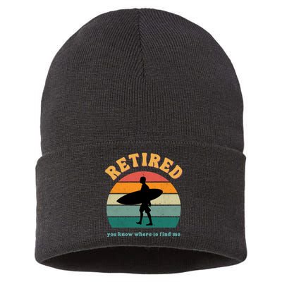 Retired Funny Retirement Beach Gift Sustainable Knit Beanie