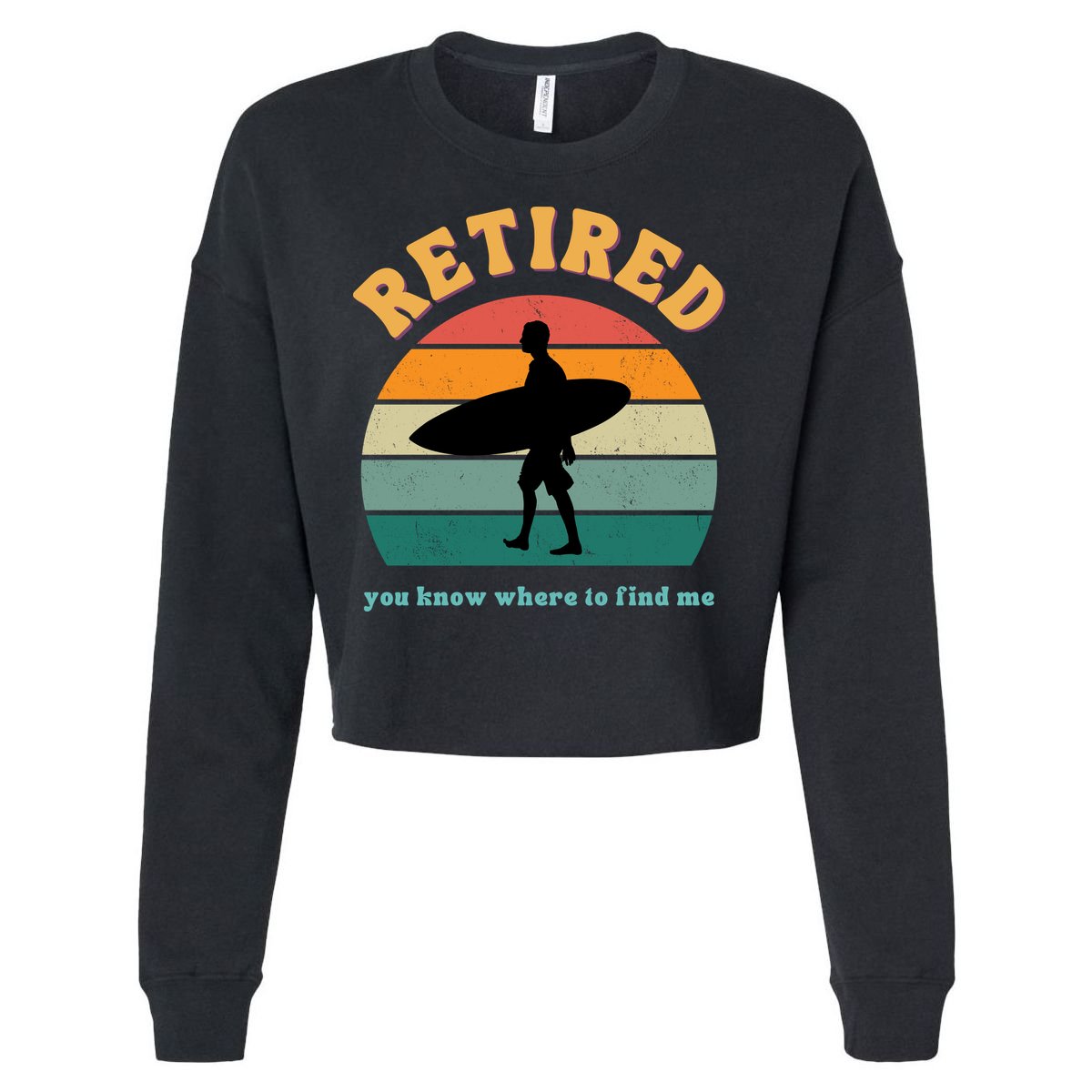 Retired Funny Retirement Beach Gift Cropped Pullover Crew