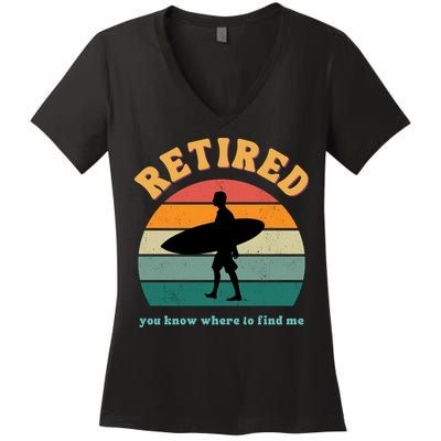 Retired Funny Retirement Beach Gift Women's V-Neck T-Shirt