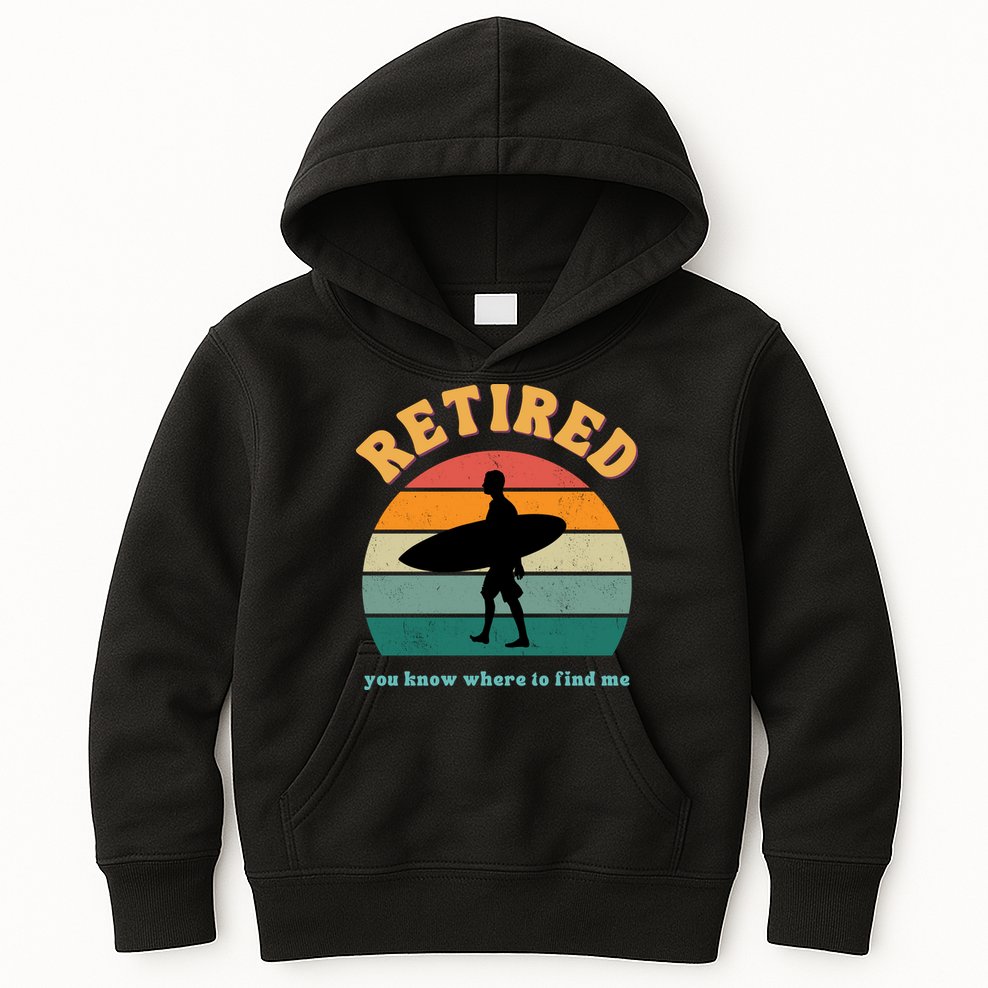 Retired Funny Retirement Beach Gift Kids Hoodie