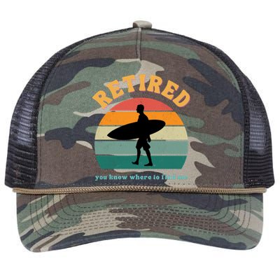 Retired Funny Retirement Beach Gift Retro Rope Trucker Hat Cap