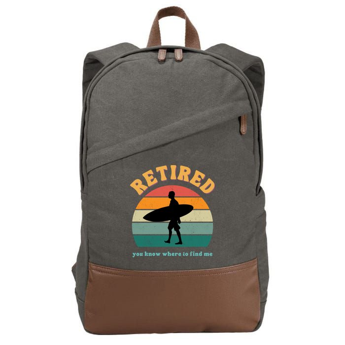 Retired Funny Retirement Beach Gift Cotton Canvas Backpack