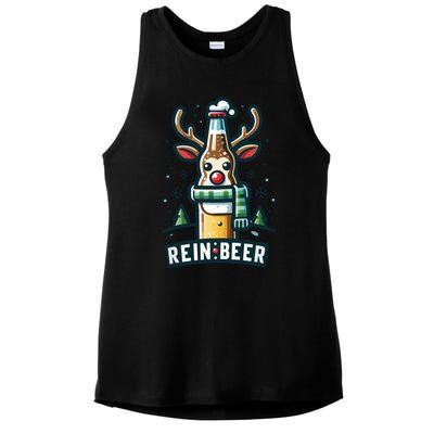 Reinbeers Funny Reindeer Beer Funny Christmas Drinking Ladies PosiCharge Tri-Blend Wicking Tank