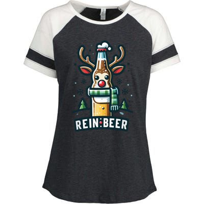 Reinbeers Funny Reindeer Beer Funny Christmas Drinking Enza Ladies Jersey Colorblock Tee