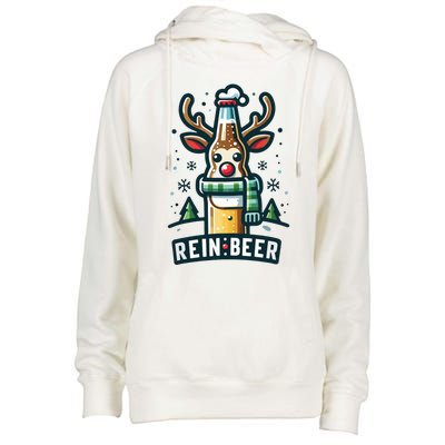 Reinbeers Funny Reindeer Beer Funny Christmas Drinking Womens Funnel Neck Pullover Hood