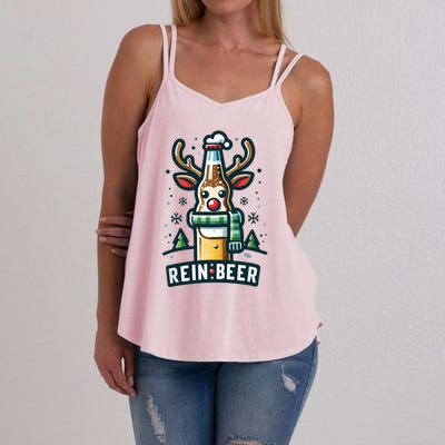 Reinbeers Funny Reindeer Beer Funny Christmas Drinking Women's Strappy Tank