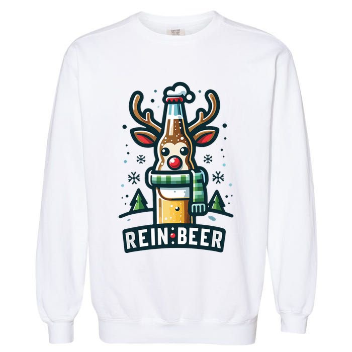 Reinbeers Funny Reindeer Beer Funny Christmas Drinking Garment-Dyed Sweatshirt