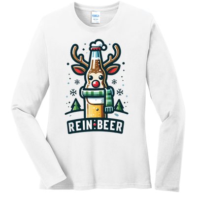 Reinbeers Funny Reindeer Beer Funny Christmas Drinking Ladies Long Sleeve Shirt