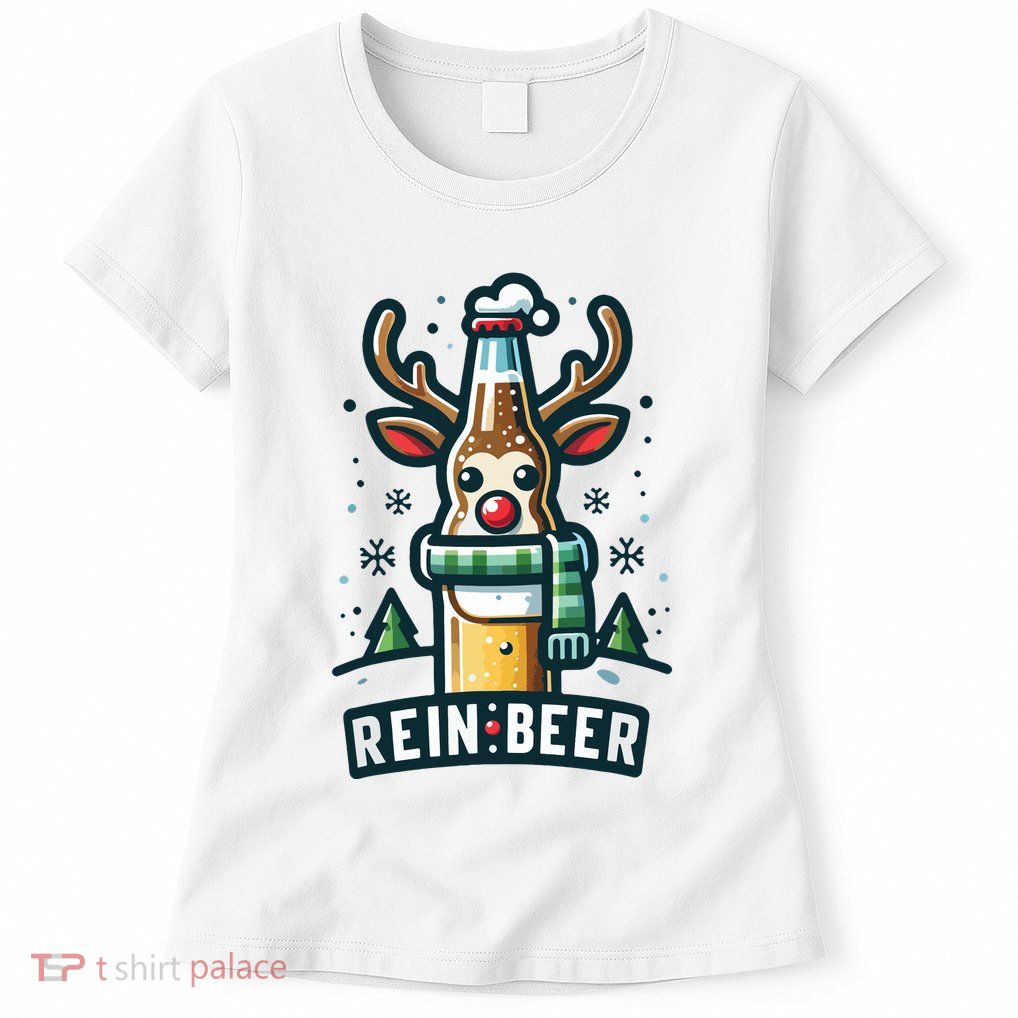 Reinbeers Funny Reindeer Beer Funny Christmas Drinking Womens T-Shirt