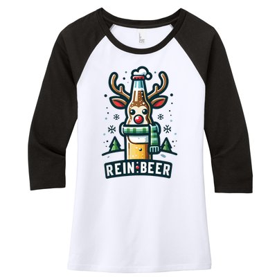 Reinbeers Funny Reindeer Beer Funny Christmas Drinking Women's Tri-Blend 3/4-Sleeve Raglan Shirt