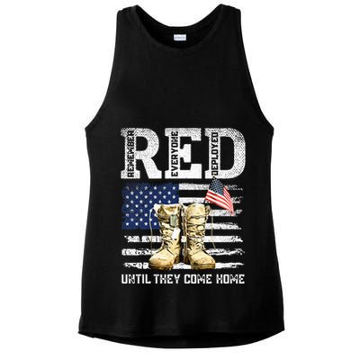 RED Friday Remember Everyone Deployed Every Friday Veterans Ladies PosiCharge Tri-Blend Wicking Tank