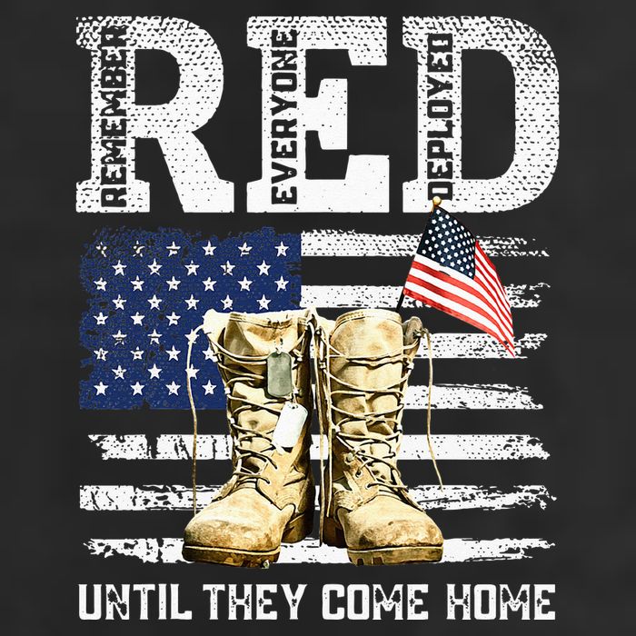 RED Friday Remember Everyone Deployed Every Friday Veterans Garment-Dyed Fleece Hoodie