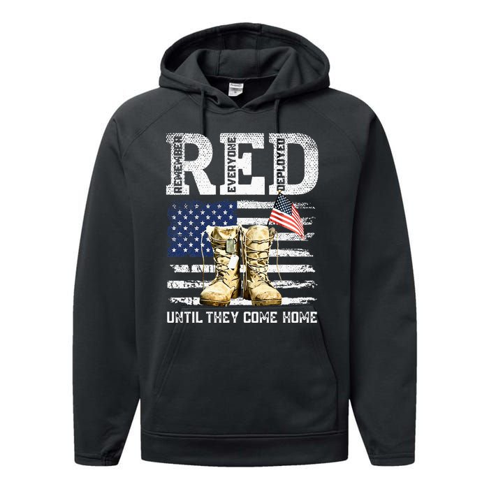 RED Friday Remember Everyone Deployed Every Friday Veterans Performance Fleece Hoodie