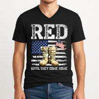 RED Friday Remember Everyone Deployed Every Friday Veterans V-Neck T-Shirt