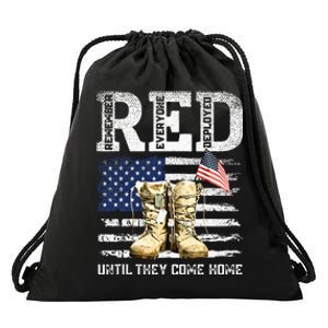 RED Friday Remember Everyone Deployed Every Friday Veterans Drawstring Bag