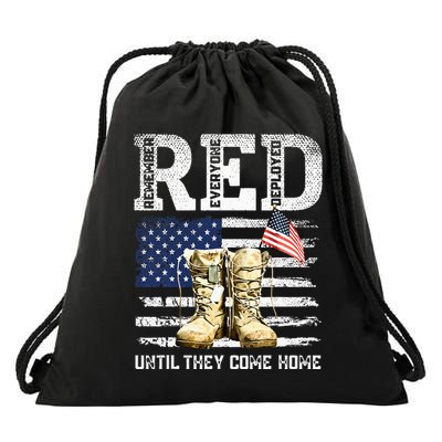 RED Friday Remember Everyone Deployed Every Friday Veterans Drawstring Bag